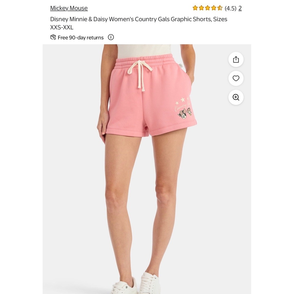 Disney Country Gals Shorts Women Large Pink New Minnie Daisy Graphic Fleece
